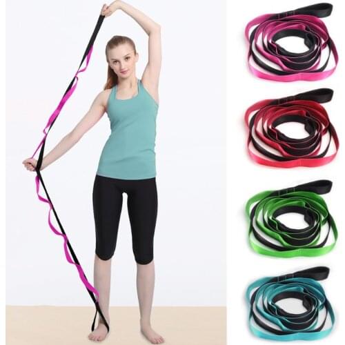 Indoor Fitness Elastic Yoga Strap 12 Loops Adjustable Exercise Band Stretching Belt 270cm