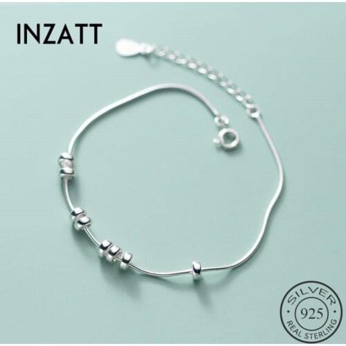 INZATT Real 925 Sterling Silver Round Bead Bracelet For Fashion Women Party Minimalist Fine Jewelry Hiphop Accessories Gift