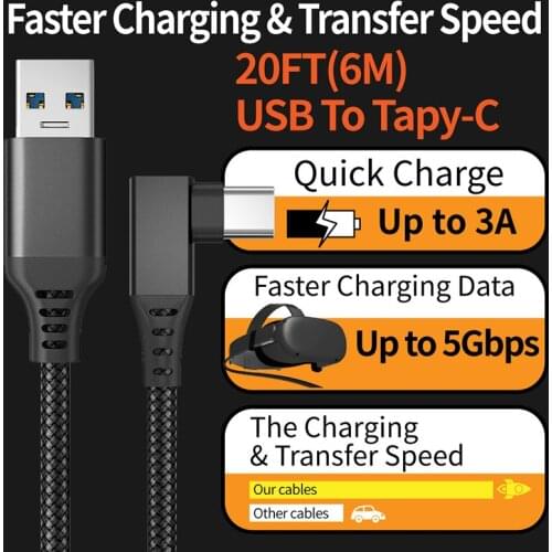 Quick Charge 3M 5M Steam VR Accessories For Oculus Quest 2 Link Cable USB 3.2 Gen 1 For Oculus Link Cable Type C Data Transfer