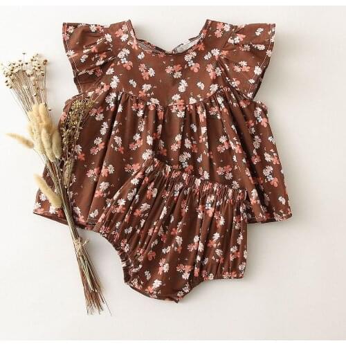 2 Pcs Infant Baby Girls Clothing Set Summer Flying Sleeves Tops Shirts + Bloomer Floral Newborn Baby Girls Clothes Outfits