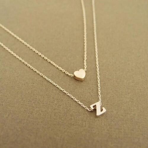 Fashion Tiny Heart Dainty Necklace 26 Letter Layering Choker Necklace For Women Pendant Minimalist Jewelry Accessories Gift
