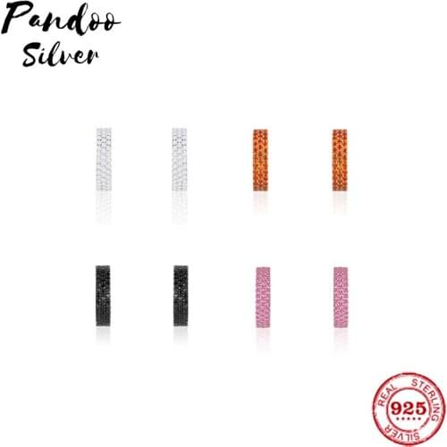 Fashion Charm Sterling Pandoo Silver Original 1:1 Copy,Silver Hoop Colourful Earrings Luxury Jewelry Gift For Female