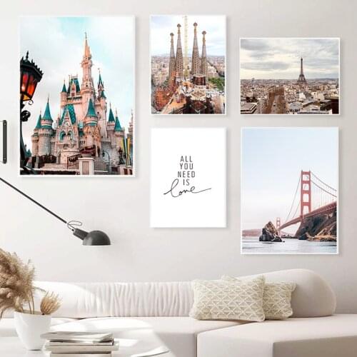 Castle Wall Art Paintings City Landscape Canvas Prints Home Room Decor Poster Nordic Modern Home Design Paintings Frameless
