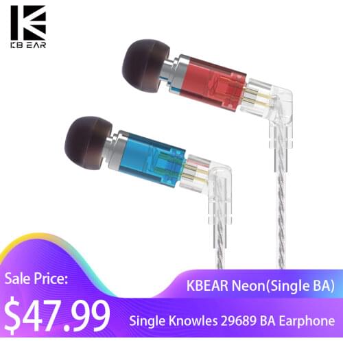 KBEAR Neon HIFI In Ear Earphones Single Knowles 29689 Balanced Armature Headphones Noise Cancelling Earbuds KBEAR KS1 KS2 Lark