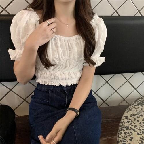 New Spring Vintage Solid Female Oversize Tops Womens Shirt Short Sleeve Girls Blouse Summer New Women Blouses Femme Blusas