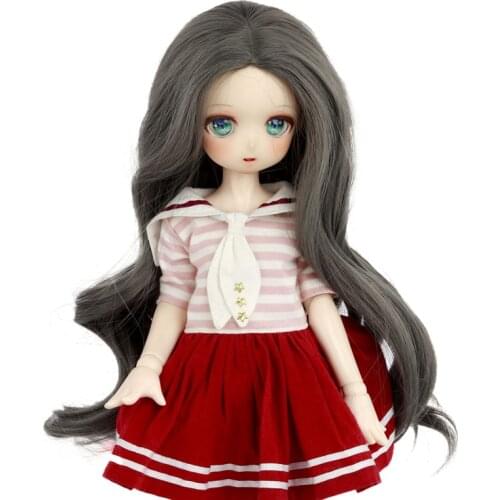 New Style 1/3 1/4 1/6 1/8 Bjd Wig High Temperature Dark Grey Wavy Wire SD For Fiber Hair Wig