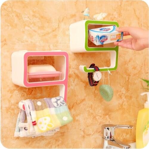 Debris Cosmetic Storage Shelves Stationery Creative ABS Student Support Racks Kitchen Bathroom Sucker Hanging Soap Storage Box