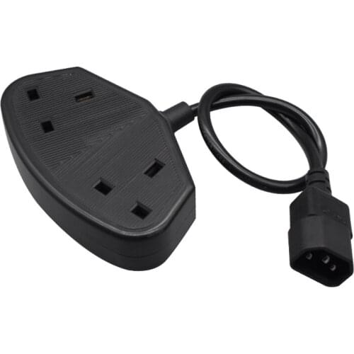 Three-way Pin Socket Outlet with 30cm Length Wire PDU C14 to UK Travel Plug Commonly Used Charging Outlet