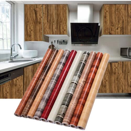 Self Adhesive Wood Patern Vinyl Wallpaper Roll Contact Paper Waterproof Modern Furniture Doors Cabinet Desktop DIY Decor Sticker