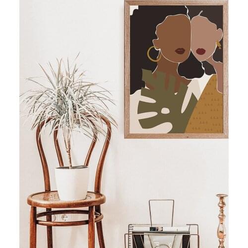 Modern Black Girl Abstract Illustration Wall Art Canvas Painting Nordic Posters And Prints Picture For Living Room Home Decor