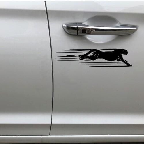 20X6CM Running Cheetah Car Door Pattern Vinyl Decal Decoration Car Sticker Black/Silver N1019