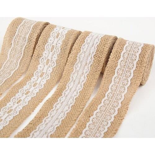 Vintage White Lace Jute Fabric linen Roll Burlap Christmas Event Party Supplies Bouquet Wedding Decoration Burlap Roll