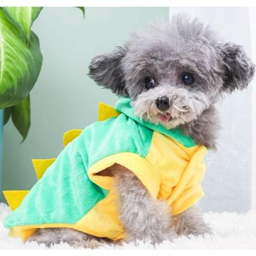 Winter Warm Plush Pet Jackets Cat Clothes Funny Dinosaur Costumes Cat Coat Small Cat Kitten Hoodie Puppy Dog Clothes