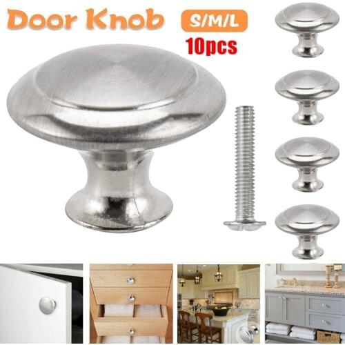 10Pcs Stainless Steel Round Cabinet Door Knobs Cupboard Drawer Pull Kitchen Cabinet Door Wardrobe Handles Hardware
