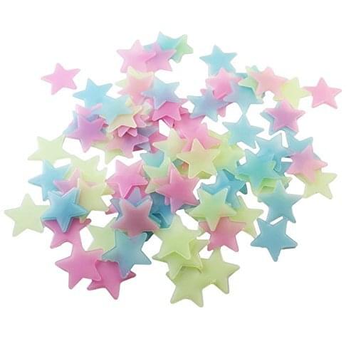 100pcs Home Decor Wall Decals Glow Color Stars Luminous Fluorescent Wall Stickers for Kids Nursery Rooms NW