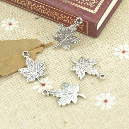 25pcs alloy Tibetan Silver Plated tree leaf Charms Pendants for Jewelry Making DIY Handmade Craft 23*15mm Q322