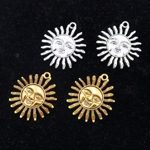 6pcs/lot Retro Sun Metal Pendant DIY Necklace Bracelet Charm Jewelry Handicraft Accessories Findings 35*29mm P25