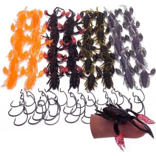 72pcs 1.5g small Floating soft crawfish 4cm with worm hooks fishing lures Kit