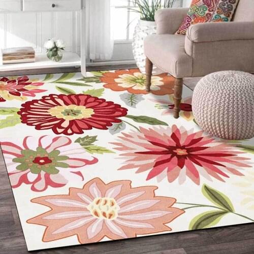 American Flower Carpet In The Bedroom Pink Green Girl Room Rug Modern Home Decoration Living Room Bedside Floor Mats Anti Slip