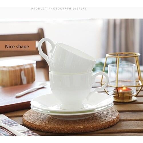 White porcelain Coffee Cup Saucers Set Drinkware Afternoon Tea Porcelain Mocha Mugs Cups With Trays gift home Coffee shop