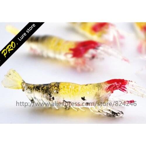 Free shipping 50pcs/Lot Soft body multi color 90mm colorful lure shrimps artifical shrimp lure soft shrimp lure