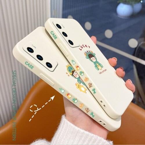 Happy Dinosaur Girl Phone Case For Huawei P40 P40Lite P30 P20 Mate 40 40Pro 30 20 Pro Lite P Smart 2021 Y7a Silicone Cover
