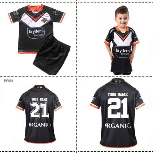 WESTS TIGERS 2021 KIDS HOME RUGBY JERSEY 2021 KIDS HOME JERSEY Wests Tigers Rugby INDIGENOUS TRAINING SHORTS size:16--20--26