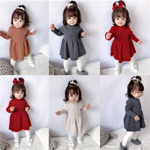 Fashion Baby Dresses For Girls Autumn Winter Long Sleeved Knit princess dress Doll Dress Girls Baby Clothing