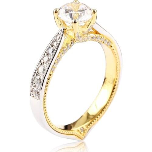 EDI 14K Engagement Ring Vintage Yellow Gold White Gold 1ct Moissanites Wedding Promise Ring For Women