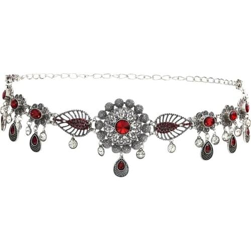 Afghan Sexy Ladies Belly Waist Chain Tribal Gypsy Silver Color Carved Flower Indian Crystal Beach Dance Belt Boho Body Ethnic Je