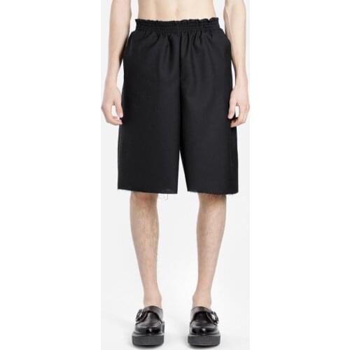 Korea Black Pleated Wide Leg Pants Fashion New Women 2020 Summer Elastic Waist Pocket Elegant Style Calf Length Pants DMY