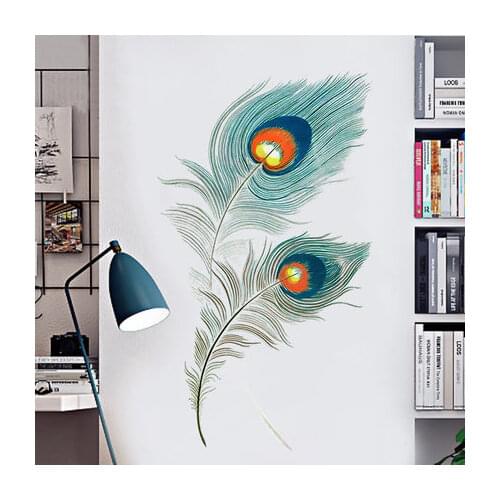 Creative 65*100cm Peacock Feathers Vinyl Wall Sticker DIY Artistic Poster Living Room Bedroom Home Decor Decals Wallpaper