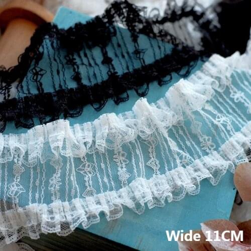 11CM Wide Tulle White Black Mesh Embroidered Guipure Lace Fabric Ribbon Princess Dresses Collar Sleeves Trim DIY Sewing Supplies