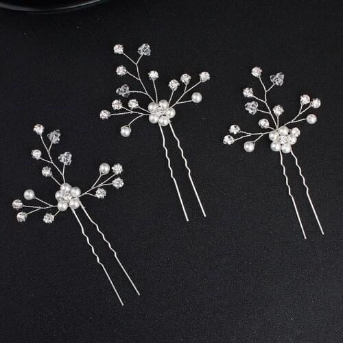New Hairpins 3pcs Pearl Flower Bridal Hair Comb Hairpins Hair Jewelry Hairwear Accessory Hair Clip Bridesmaid Wedding Party