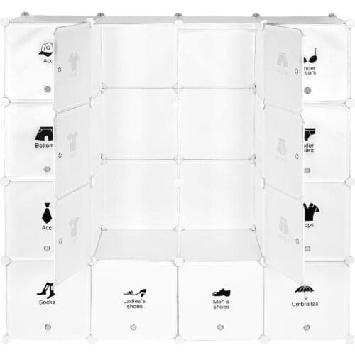 New Plastic Clothes Closet Organizer Stackable Cube Storage Shelves Multifunctional Closet Cabinet Wardrobe Bedroom HWC