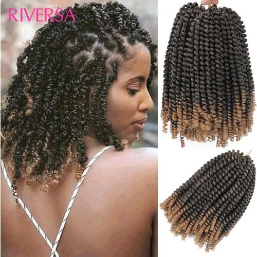 Riversa Wholesale Price 1-5 Packs Spring Twist Hair 8 Inch Ombre Bomb Spring Twist Crochet Hair For Butterfly Locs Braiding Hair