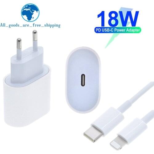 Original 18W PD USB Type C Charger Adapter For iPhone 11 Pro XR X XS Max 8 Plus Fast Charging EU Plug Travel Charger for Apple