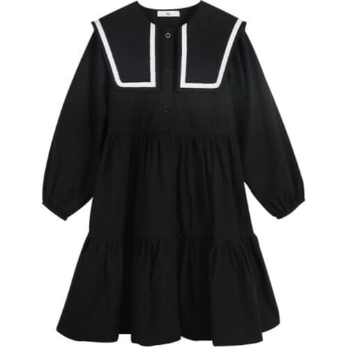 6 To 16 Years New Teenager Girls Autumn Cotton Dress 2021 Kids Ruffles Dresse Baby Children School Uniform Clothes, #6455