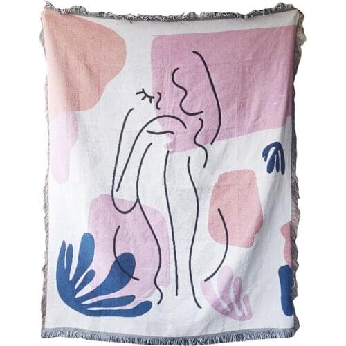 Nordic Style Vintage Throw Sofa Blanket Soft Chair Lounge Rugs Rainbow Bed Plaid Tapestry Bedspread Living Room Home Decor