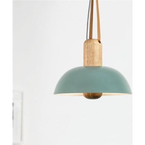 Industrial Loft Style Single Droplight Vintage LED Pendant Light Fixtures Wood Iron Leather Hanging Lamp Indoor Lighting