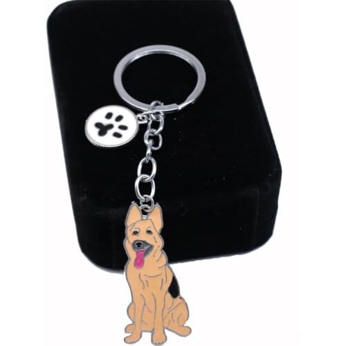 Directly Sale Factory Metal Alloy Enamel Color Pet Key Chain German Shepherd Dog Key Holder Animal Lovers Decor Jewelry Custom