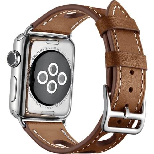 Hollow Style Band For Apple Watch Watchband 38mm 40mm 42mm 44mm Genuine Leather Strap Loop For iWatch Series 2 3 4 5 Wristband