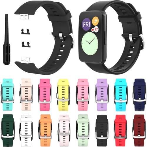 16 Colors Silicone Wrist Band Strap Steel Buckle For Huawei Watch FIT Replacement Watchbands Leisure Sport Adjustable Wristbands