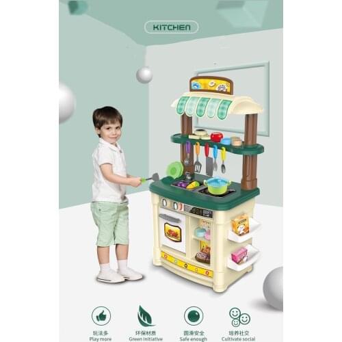 Girl Christmas Kids Gift Educational kitchen Play set Simulation Pretend Play toys Cooking Food Double Side spary Music Light