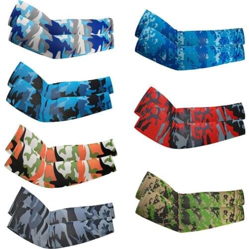 1pair of Outdoor sports sleeves summer milk ice silk camouflage sunscreen straight sleeve sleeves riding fishing golf protection