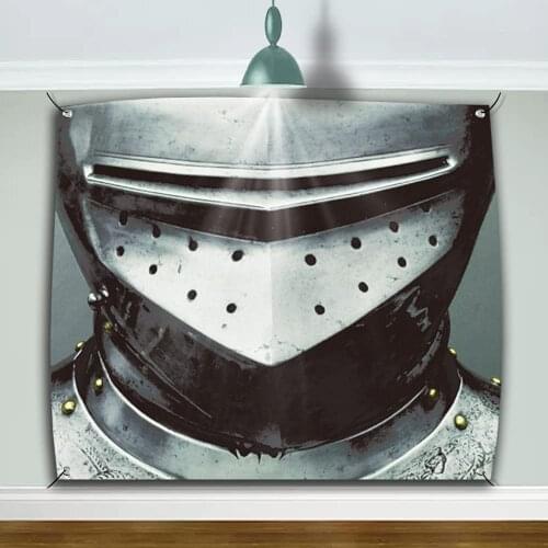 Knight Armor Mask Tapestries Poster Print for Perfect Office Decoration Wall Decor Tapestry Medieval Historical Theme Tapestry