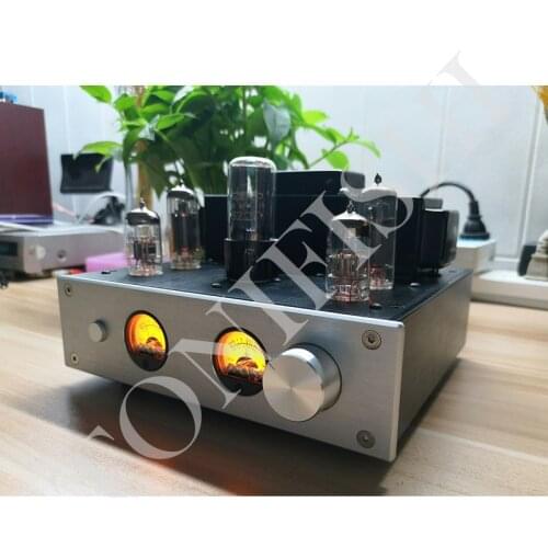 With VU meter display 6P1 single-ended Class A tube HIFI power amplifier, finished product or DIY kit. Output power: 3.2W+3.2W