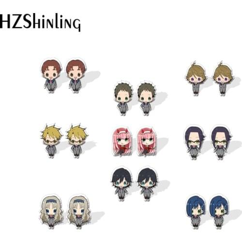 2021 New DARLING In The FRANXX Stud Earring Zero two Acrylic Resin Earrings Epoxy Handmade Jewelry Gifts Girl