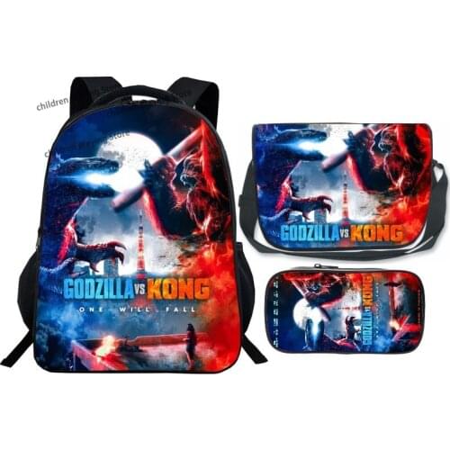 Godzilla Vs. King Kong Schoolbag Cartoon Backpack Pen Bag Shoulder Bag 3d Printing Children Book Bag Computer Bag Messenger Bag