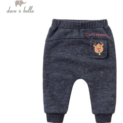 DBX15379 dave bella winter baby boys pants baby fashion cartoon pockets trousers children high quality trousers